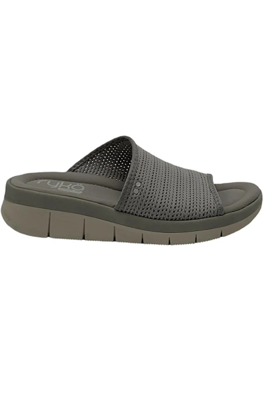 Ryka Knit Slide Sandals with Plush Fit Ellie Paloma Gray - Medium